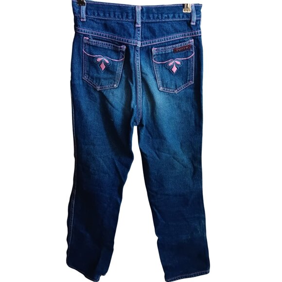 Vintage 1980's Girls Jeans 23X25 10 Sugartime Disco Embroidered Pocket Straight - Picture 2 of 6
